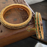 Single Line Kundan Bangle-Line-Green-Glossy-G3688